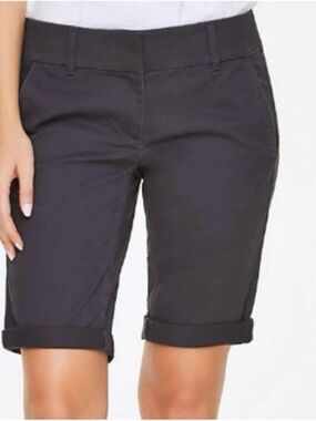 LOFT Shorts Women’s 00 Gray Rolled Cuff Bermuda Cotton NWT